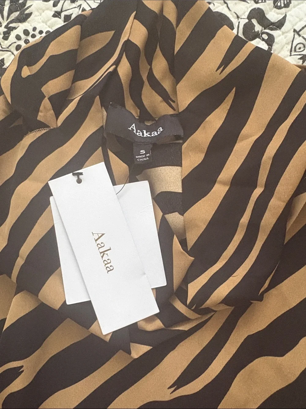Aakaa Black & Tan Zebra-Print Wrap Skirt